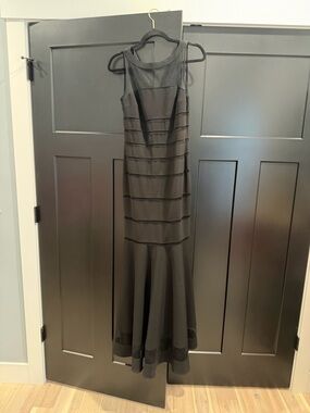 White House Black Market Black Sleeveless Mesh-Panel Maxi Dress